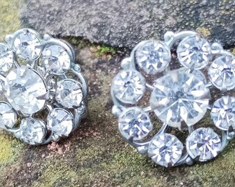 Vintage Art Deco Crystal Cluster Earrings: Silver Plated Diamante Jewelry