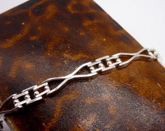 Vintage Silver Chain Bracelet, Bar Link Bracelet