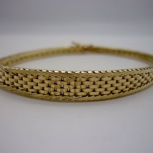 Tapered Gold Woven Mesh Bracelet, Solid 9k Gold 1980s Retro Jewellery Gift For Her