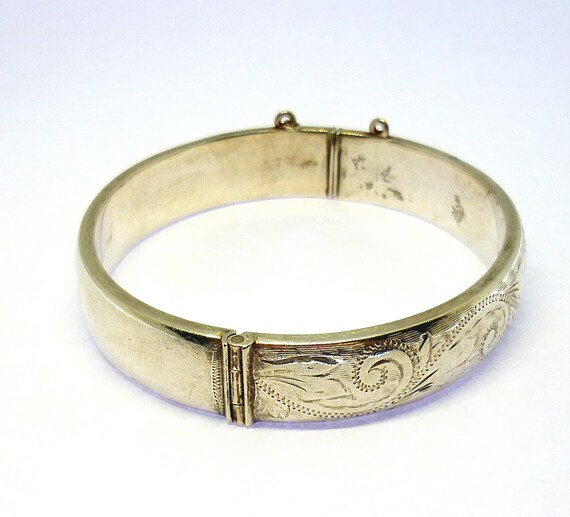Victorian Revival Acanthus Leaf Pattern Silver Bangle… - Gem