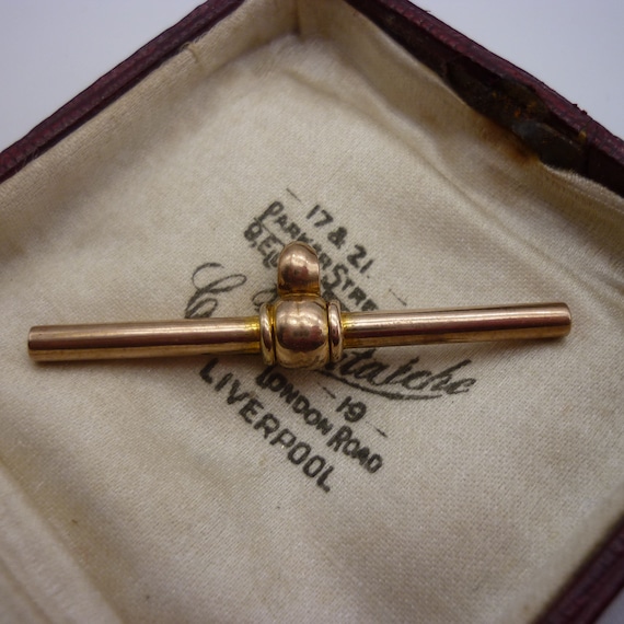 Antique Victorian Rose Gold T-Bar Charm, Heavy 9c… - image 1