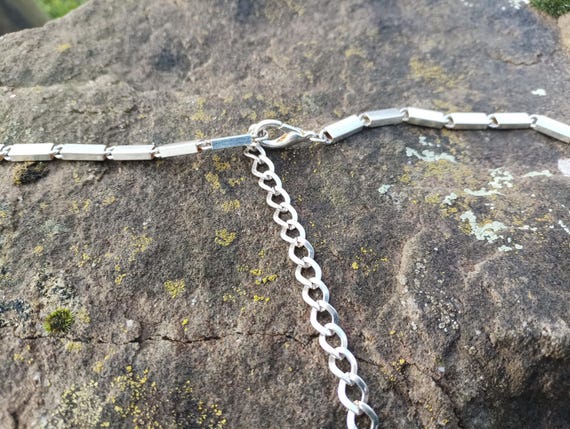 Vintage Long Chunky Silver Tone Rectangular Bar C… - image 6
