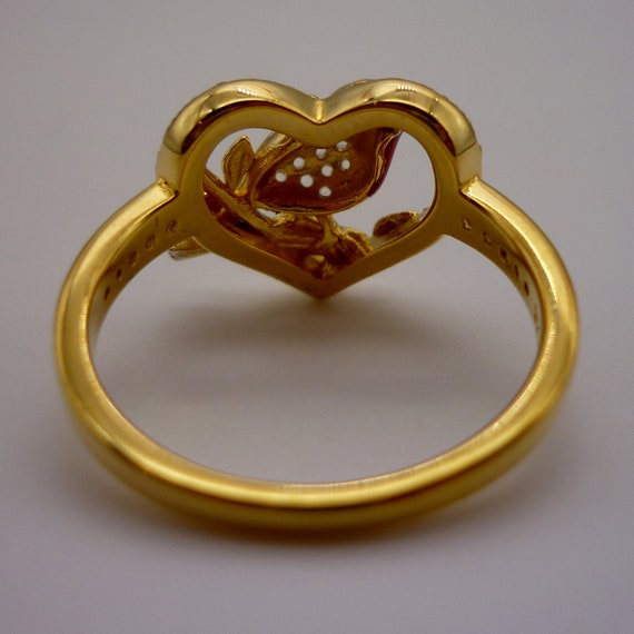 Gold Plated Robin & Heart Ring, Sterling Silver T… - image 8