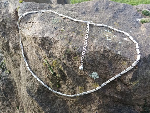 Vintage Long Chunky Silver Tone Rectangular Bar C… - image 7