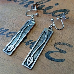 ヴィンテージ ミッドセンチュリーモダン G.M.S. スターリングシルバー スクリューバック ドロップリーフピアス