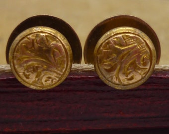 Paar Antike 15 Karat Gold Hemd Ohrstecker