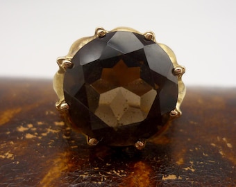 Smoky Quartz Gold Ring Size 6.25