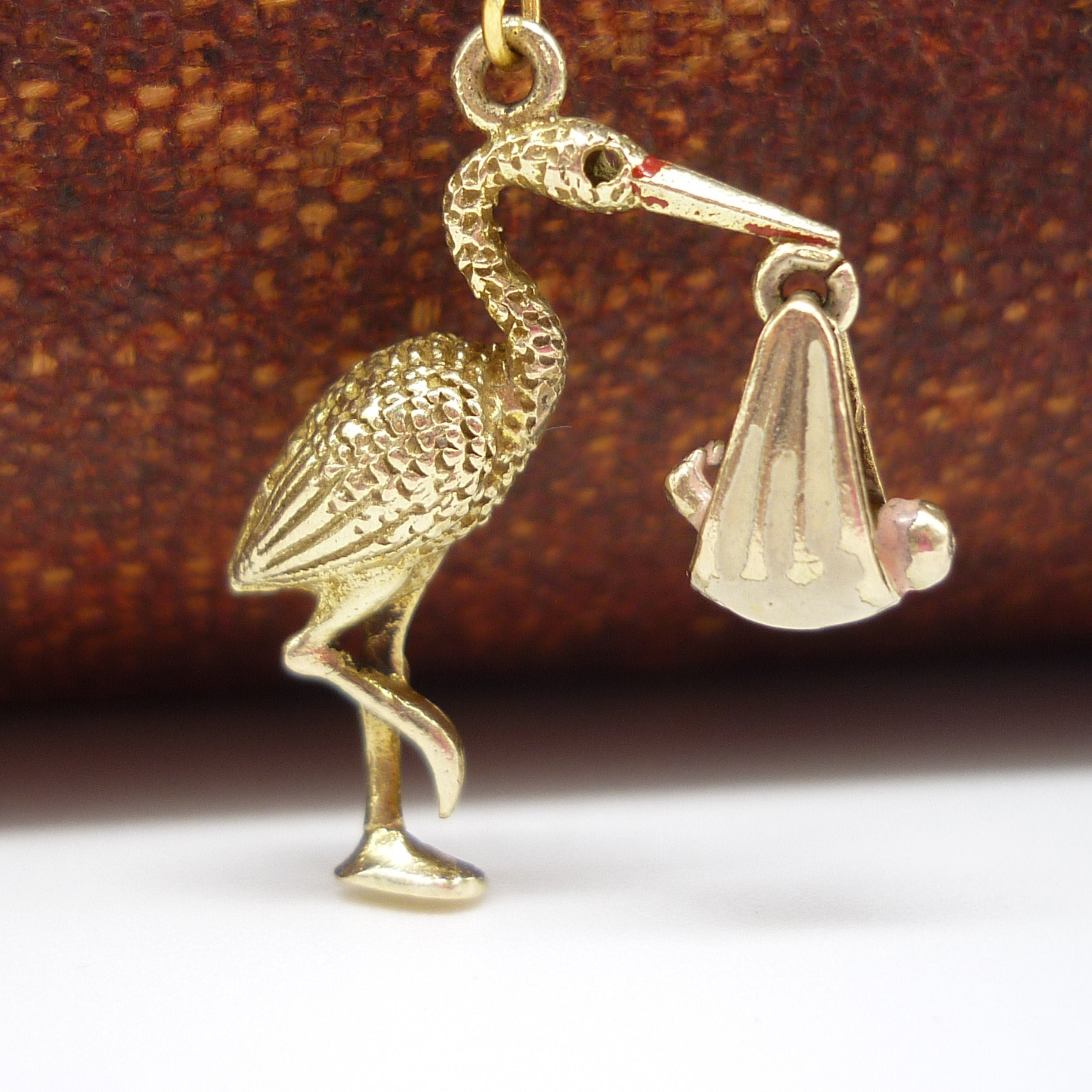 Charme Vintage En Argent Sterling 925 - Forme De Cigogne (stork), 1,6 G, 1,8 Cm - Occasion En Bon état