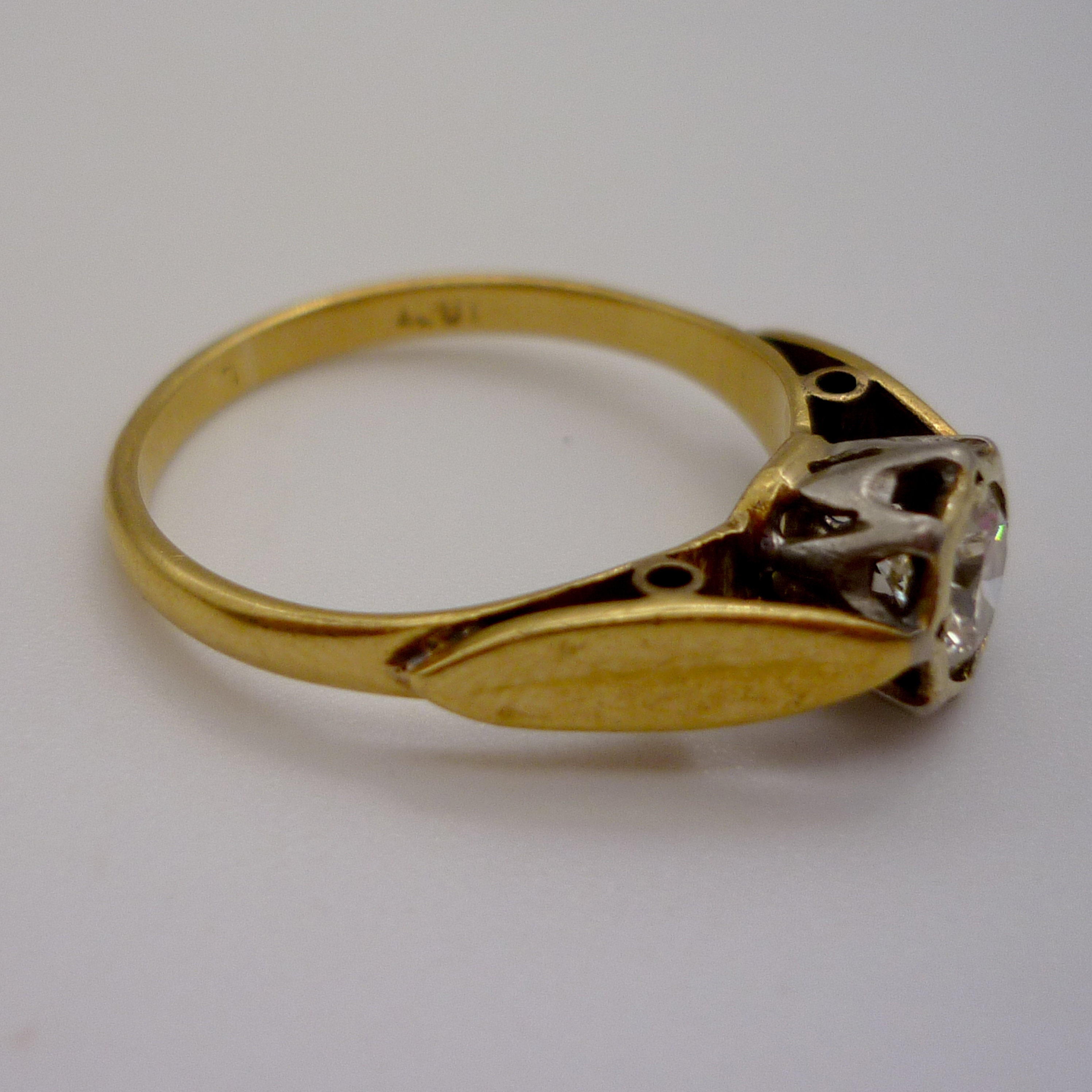Vintage 18k Solitaire Ring With High Set Diamond Size 5.5 - Etsy