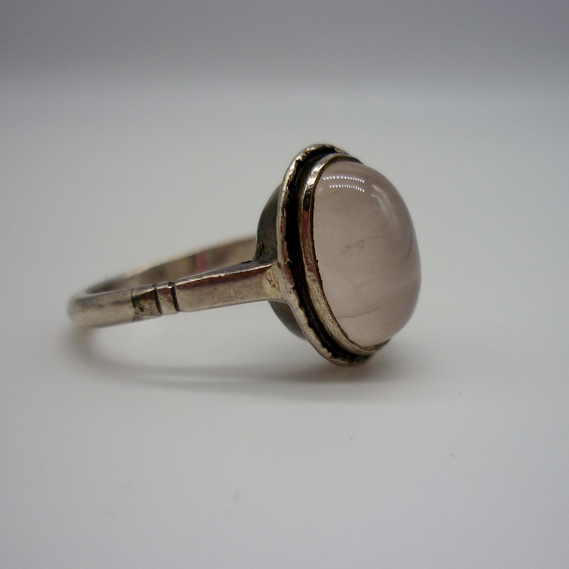 ヴィンテージ ローズクォーツ スターリングシルバー リング サイズ8