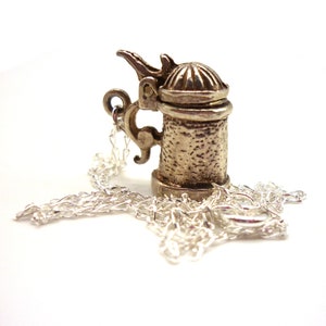 Silver Tankard Charm Necklace, Women&#39;s Beer Mug Gift, Drinking Gifts for Her