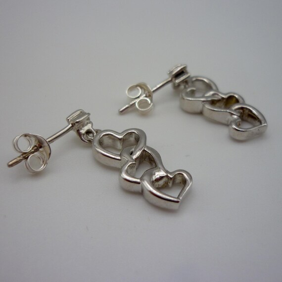 Sterling Silver Dangle Interlocking Heart Earring… - image 4