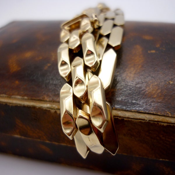 Vintage Italian Gold Brick Link Bracelet, 11.5 grams Solid Gold 9ct 9k Bracelet