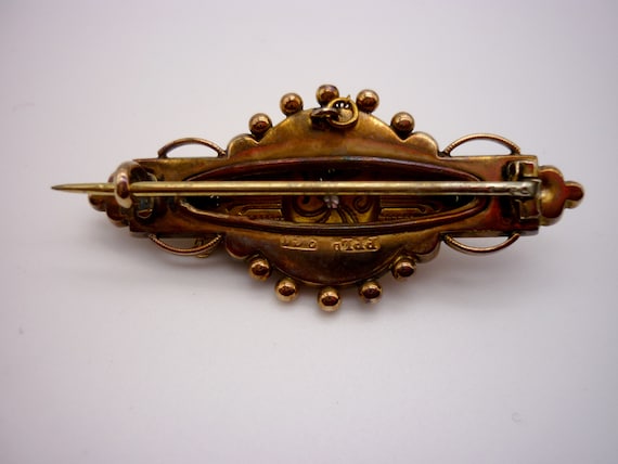 Antique Victorian Etruscan Revival Gold Brooch Wi… - image 4