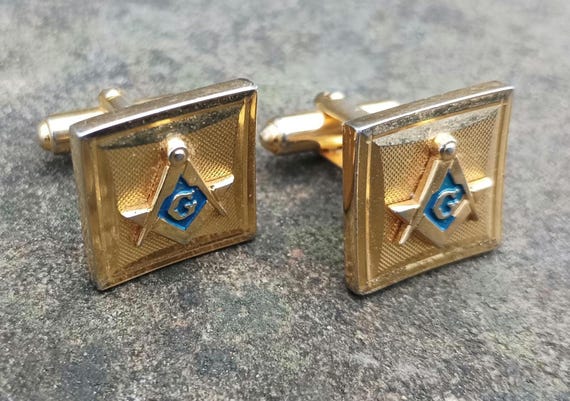 Boutons de manchette de manchette - émail Zwart maçonnique et Argent