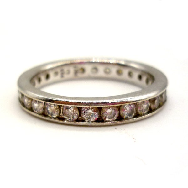 Silver and CZ Stacking Band Size 6.5