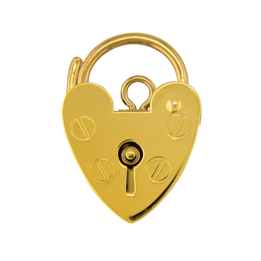 Solid Gold Heart Padlock Pendant, Traditional Charm for Bracelet Etsy