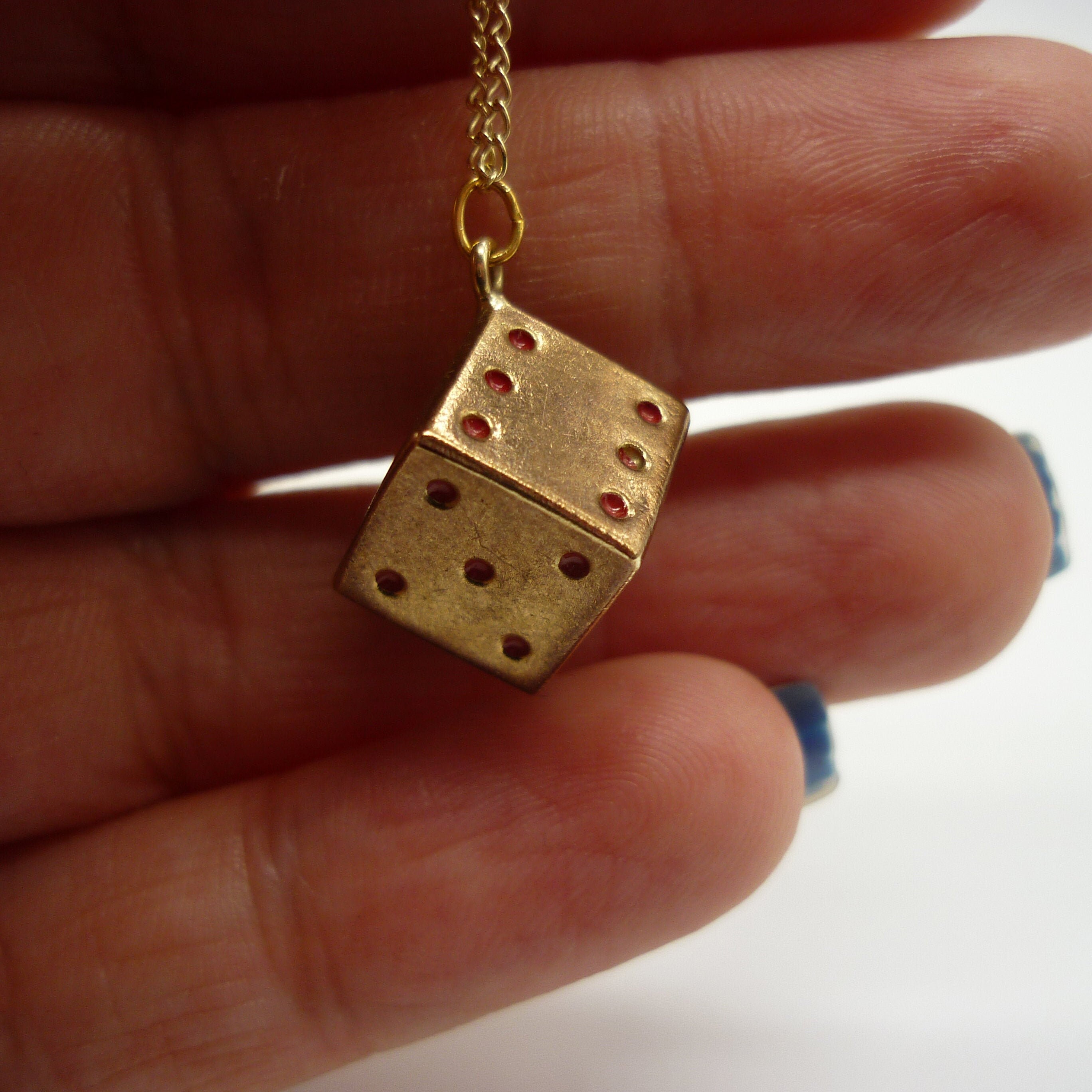 Lucky Dice Necklace Vintage 375 9ct 9k Gold Dice Charm Etsy UK
