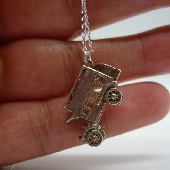 Silver Open Top Bus Charm Necklace - image 6