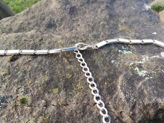 Vintage Long Chunky Silver Tone Rectangular Bar C… - image 9