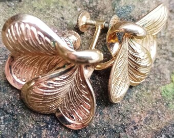 Boucles D'oreilles Vintage Perçées Bouton Doré Avec émaux Irisés - Bijou Rétro Ref 442