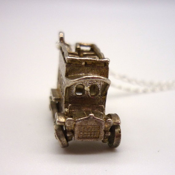 Silver Open Top Bus Charm Necklace - image 3