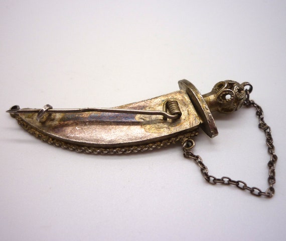 Egyptian Silver Dagger Brooch with Removable Fili… - image 3