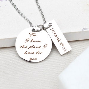 Für I know the plans I have for you Halskette, Jeremia 29:11 Halskette, Christliche Geschenke, Religiöser Schmuck, Halsketten für Sie, Bibelvers