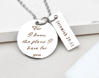 For I know the plans I have for you Necklace, Jeremiah 29:11 Necklace, Christian Gifts, Religious Jewellery, Necklaces for Her, Bible Verse