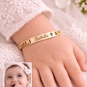Baby-Taufarmband, 14K Gold-Baby-Namensarmband, personalisieren Baby- oder Jungenarmband, Kindergeschenke, Neugeborenengeschenke, personalisierter Schmuck