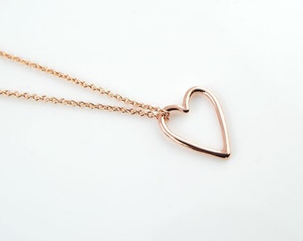 Collier cœur en or rose, Colliers pour femmes, Collier d’amour, Pendentif charme coeur, Collier délicat, Cadeaux pour elle, Cadeaux de Saint-Valentin