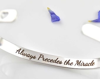 Uplifting Cuff Bracelet, Personalised Bracelet, Silver Bracelet, Engraved Bracelet, Stainless Steel Jewelry, Birthday Gift for Man and Woman