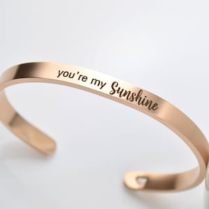 Personalized Cuff Bracelet, Rose Gold Jewelry, Best Friend Cuff, Engraved Personalized, Bracelet for Woman, Hypoallergenic Stainless Steel