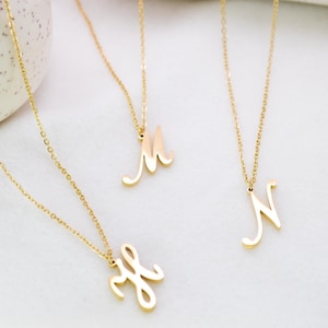 Schreibschrift erste Halskette, 14K Gold Schmuck, personalisierte Buchstabe Halskette, Weihnachtsgeschenke für sie, benutzerdefinierte Name Intiail Schmuck, Geschenkideen