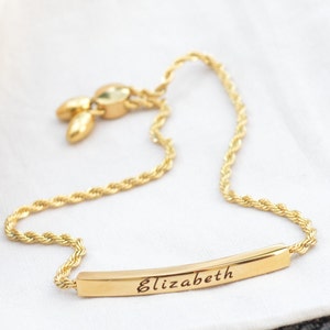 Nameplate Bracelet, Engraved Bar Bracelet Personalized, Slider Bracelet, Curved Double Sided Bar Bracelet Large, Birthday Gift for Her image 1
