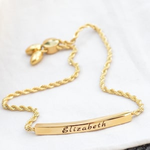 Pulsera con placa de identificación, pulsera de barra grabada personalizada, pulsera deslizante, pulsera de barra curva de doble cara grande, regalo de cumpleaños para ella imagen 1