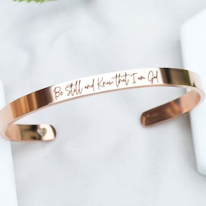 Be Still Cuff Bracelet, Christian Gifts,Psalms Bracelet,Religious Jewellery,Bracelets for Her,Bible Verse Jewelry,Personalised Gold Bracelet