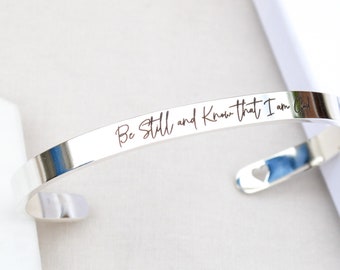 Be Still Cuff Bracelet, Christian Gifts,Psalms Bracelet,Religious Jewellery,Bracelets for Her,Bible Verse Jewelry,Personalised Gold Bracelet