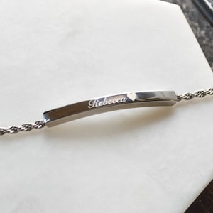 Personalized bar Slider bracelet, Name Bracelet, Engraved Jewelry, Personalized Gifts for Her, Bracelet for women, Customized Bar Bracelet