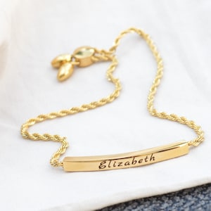 Personalized bar bracelet, Name Bracelet, Engraved Jewelry, Personalized Gifts for Her, Gold Bracelet for women, Customized Bar Bracelet