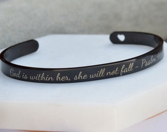 Christian Cuff Bracelet, Psalms Bracelet, Christian Gifts, Bible Verse Cuff, Mothers Day Gifts, Christmas Gifts, Personalised Gifts for Her