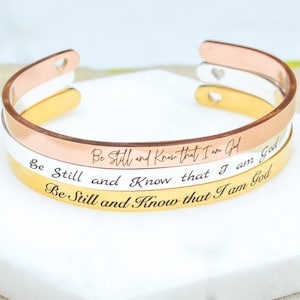 Be Still Cuff Bracelet, Christian Gifts,Psalms Bracelet,Religious Jewellery,Bracelets for Her,Bible Verse Jewelry,Personalised Gold Bracelet