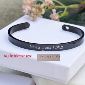 Personalized Handwriting Cuff • Engraved Actual Handwriting Bracelet • Keepsake Jewelry • Custom Signature Jewelry