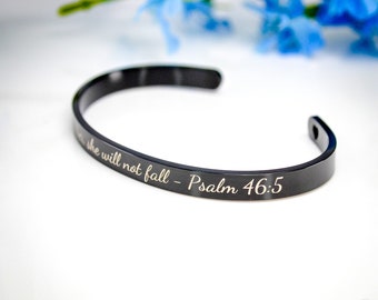 Bracelet manchette chrétien, bracelet psaumes, bracelet noir, manchette verset biblique, cadeaux fête des mères, cadeaux de noël, cadeaux personnalisés pour elle
