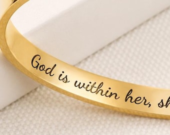 God Is Within Her Bracelet, Psalm 46 Bracelet, Christian Gift for Women, Bible Verse Cuff Bracelet, Faith Jewelry, Religious Bracelet