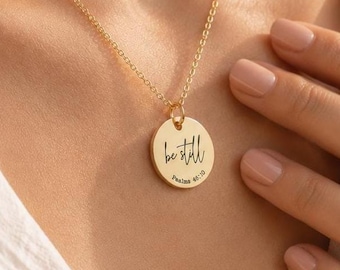 Be Still Necklace, Christian Gifts, Psalms Necklace, Religious Jewellery, Necklaces for Her, Bible Verse Jewelry, Personalised Gold Necklace
