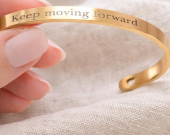 Engraved Bracelet, Personalized Cuff, Gold Bracelet, Graduation Gifts, Uplifting Jewelry, Gifts for Her, Custom Bracelet, Friendship Gifts