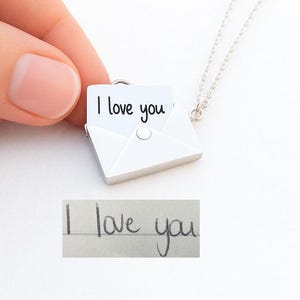 Silver Locket Necklace, Hidden Message, Envelope Necklace, Gold Personalised Necklace, Custom Engraving,Best Friend Gift,Handwriting Jewelry