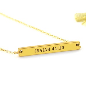 Christian Gold Necklace, Personalised Bible Verse Necklace, Adjustable Jewelry, Stainless Steel Jewelry, Dainty Necklace, Bar Necklace,