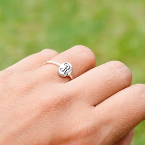 Sterling Silver Monogram Ring, Gold Ring for women, Monogram Initial Jewelry, Silver Adjustable Ring, 925s Sterling Silver Gifts,Dainty Ring